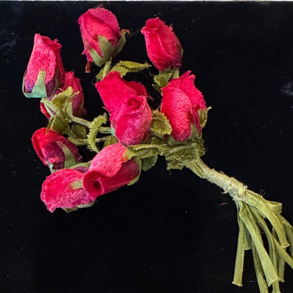 A Dozen Vintage Floral Millinery Velvet Rose Buds